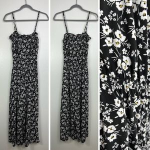 MAURICES Floral Smocked Convertible Straps Sleeveless Jumpsuit Womens Small